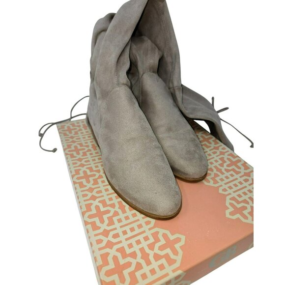 Gianni Bini Taupe Over-The-Knee Suede Flat Boots 6.5 Heel /Side Zipper - Picture 1 of 5